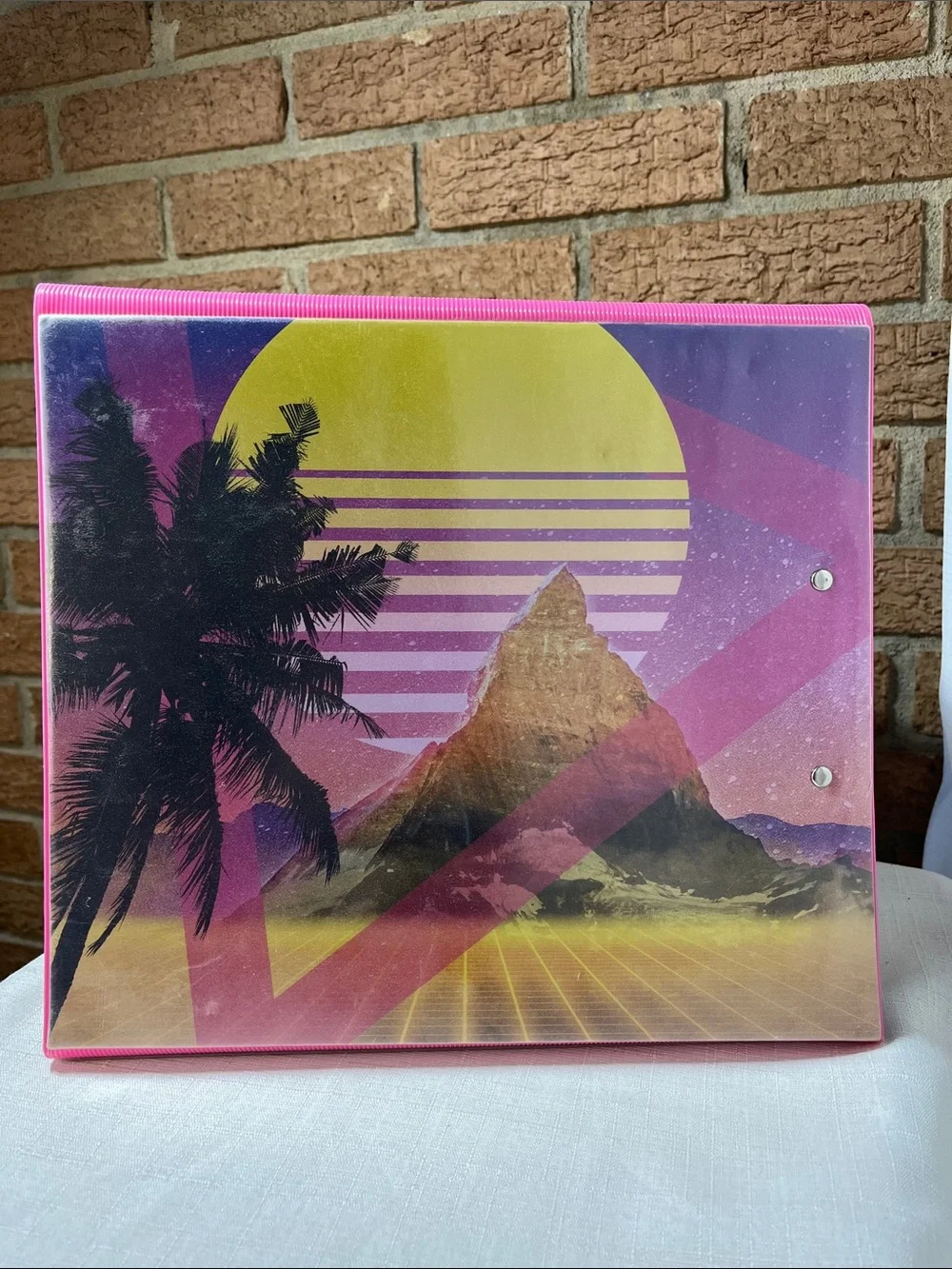 Mead Trapper Keeper Retro 80s Vaporwave Portfolio Binder Pink Neon 3 Ring
